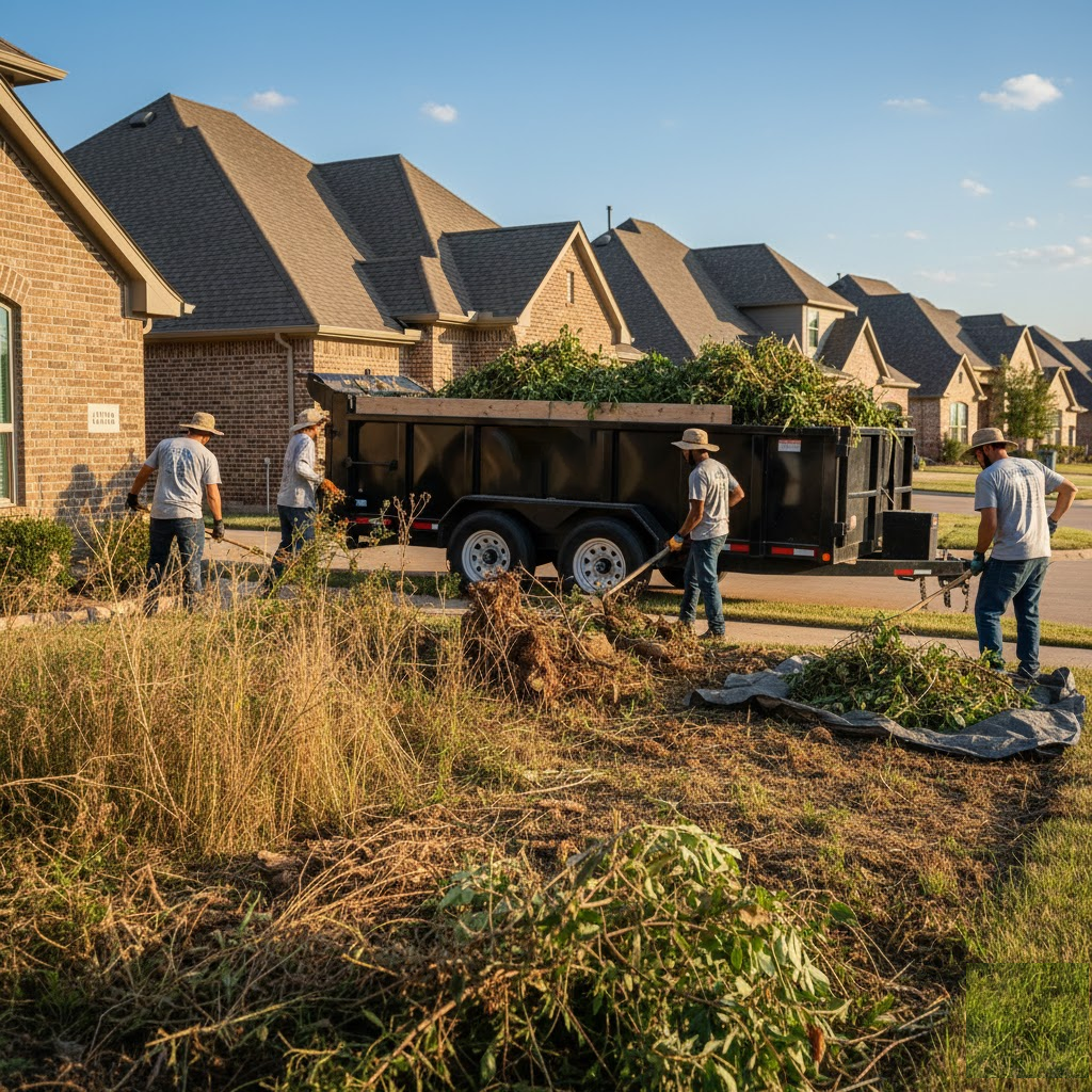 A cleared area of land where brush and weeds have been professionally removed.